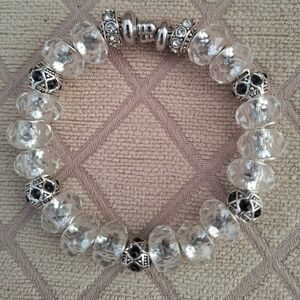 Elegant Silver and Clear Beaded Bracelet